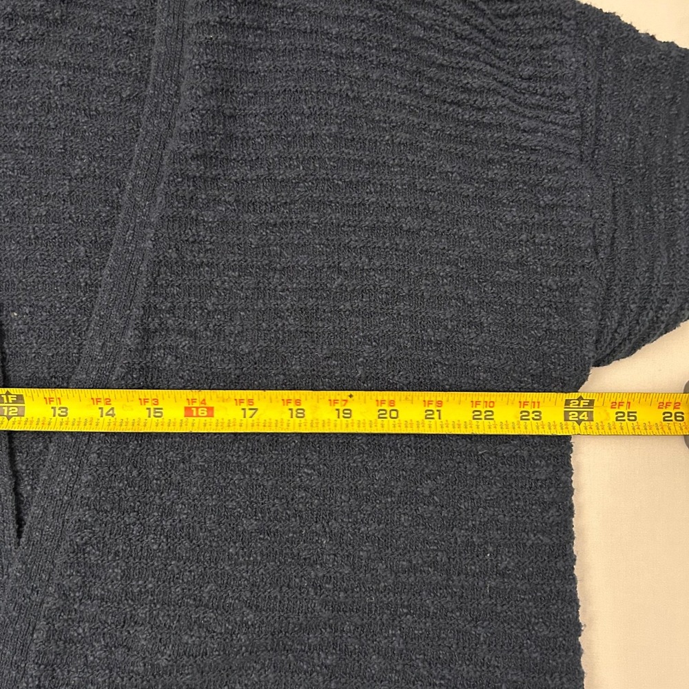 LL Bean Cardigan Sweater Womens 2X Navy Blue 100% Cotton Textured Open Front - Picture 5 of 6